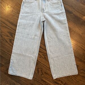 Gap girlsLight Wash Straight Leg Jeans with Rhinestone Hem